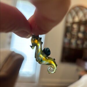 Handmade Green Glass Seahorse Necklace Pendant